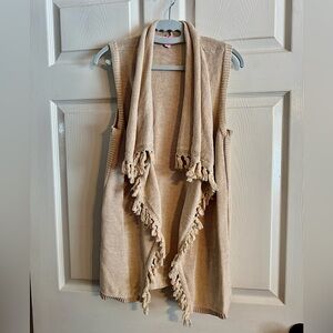 NWOT Lilly Pulitzer Gold Abbott Sweater Fringe Vest XS